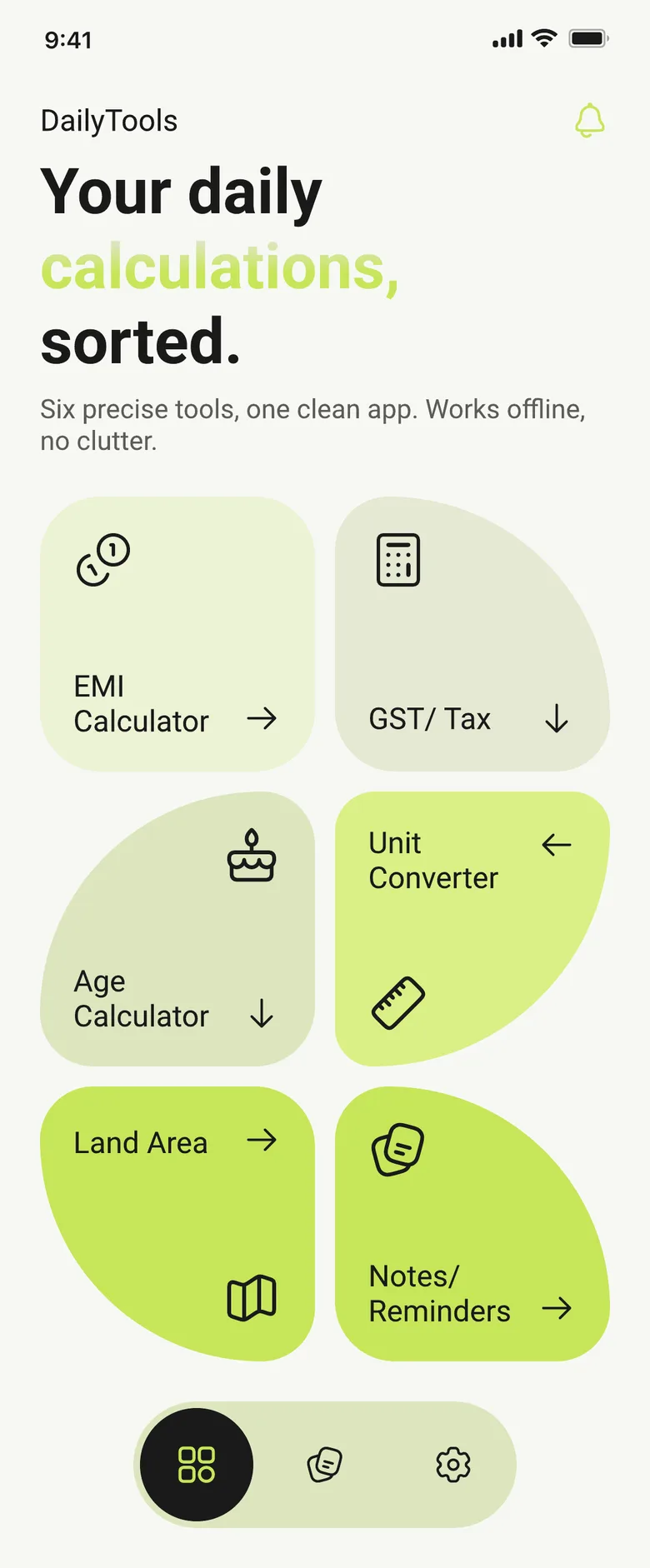 SmartCalc app home screen in light theme SmartCalc app home screen in light theme